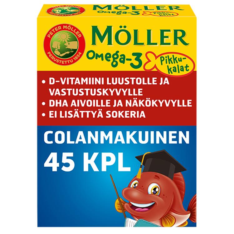 Möller Omega-3 Pikkukalat colanmakuinen pehmeä pureskeltava ravintolisä 45kpl/54g