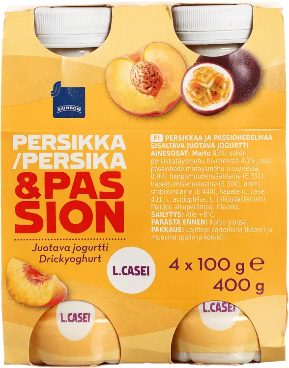 Rainbow juotava persikka-passionjogurtti 4x100g
