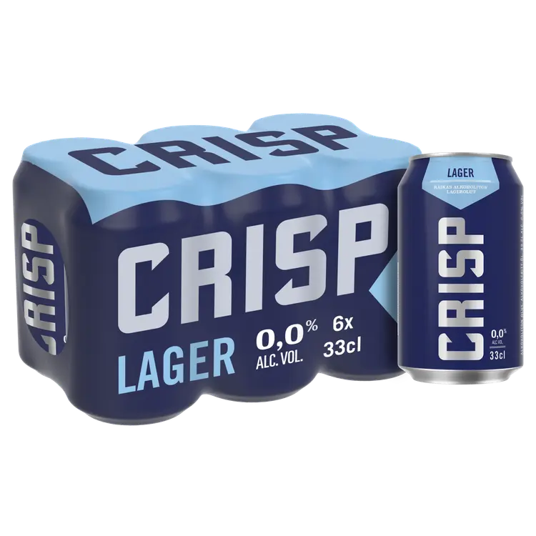 6-pack Crisp alkoholiton vaalea lager olut 0 % tölkki 0,33 L