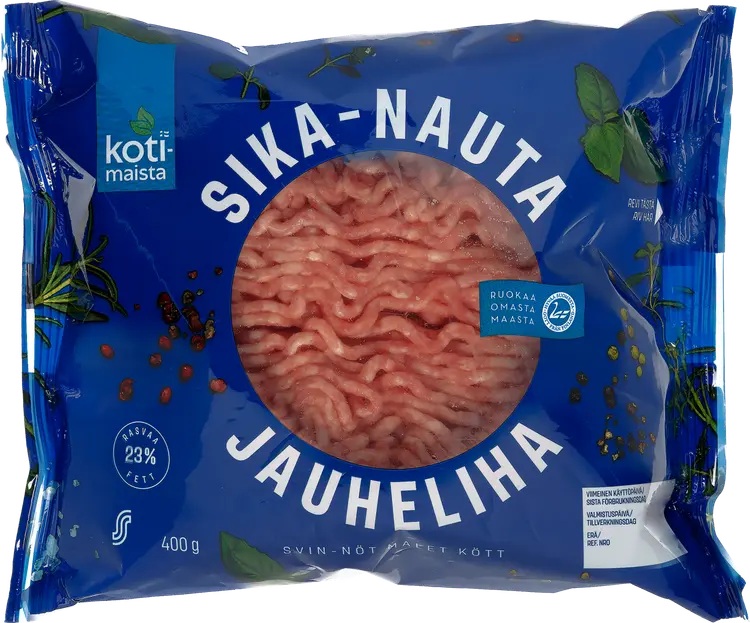 Kotimaista sika-nauta jauheliha 23 % 400 g