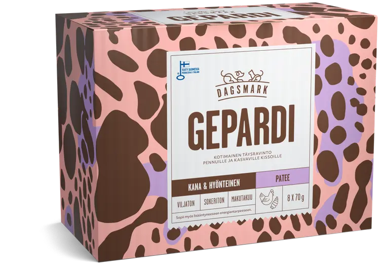 Dagsmark GEPARDI viljaton kana-hyönteispatee kissanpennuille monipakkaus 8 x 70 g