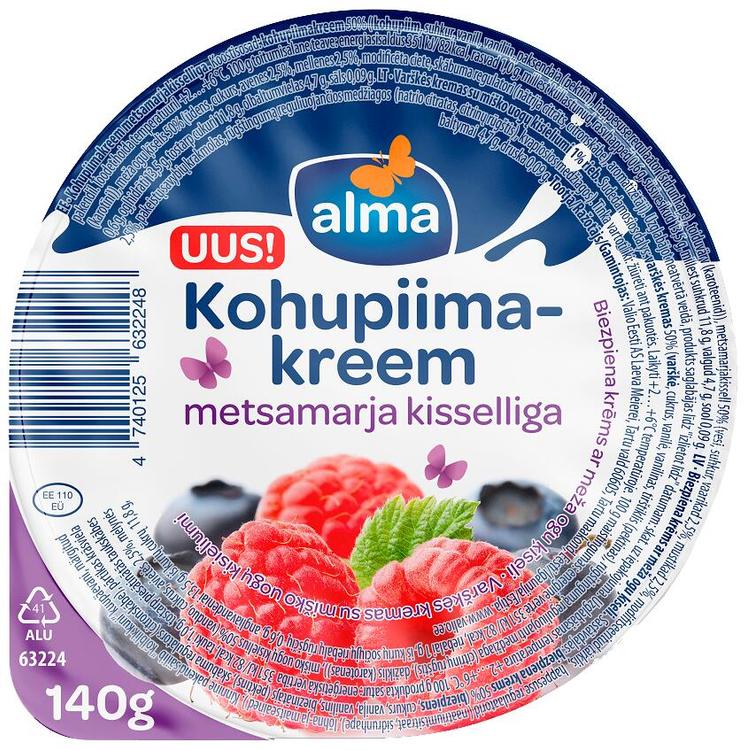 Metsamarjakisselliga kohupiimakreem, 140 g