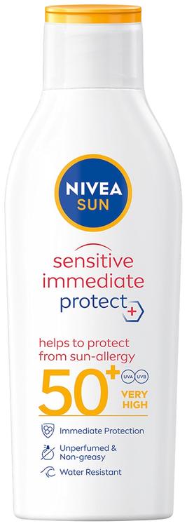 NIVEA SUN 200ml Sensitive Immediate Protect Sun-Allergy Lotion SK50+ -aurinkosuojavoide
