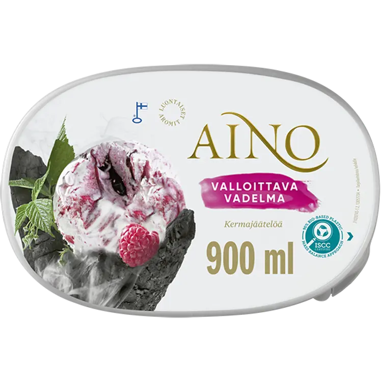 Aino Valloittava Vadelma kermajäätelö kotipakkaus 506g/900ml