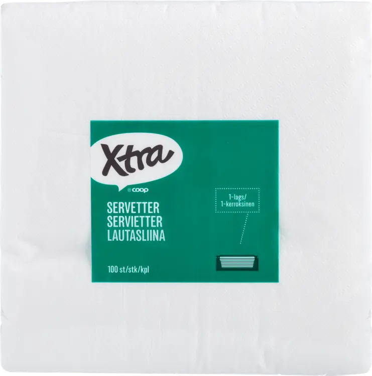 Xtra lautasliina valkoinen 33x33 cm 100 kpl