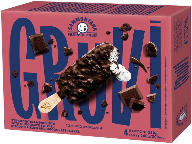 Sammontana Gruvi Stracciatella jäätelöpuikko 4 x 60g = 240g/300ml monipakkaus