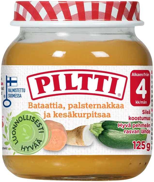 PILTTI 125g Bataattia, palsternakkaa ja kesäkurpitsaa kasvissose 4kk