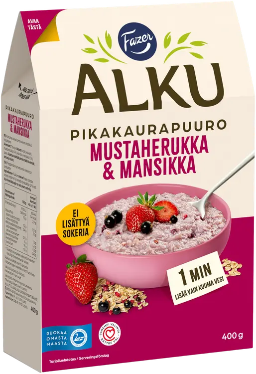 Fazer Alku Mustaherukka & mansikka pikakaurapuuro 400 g
