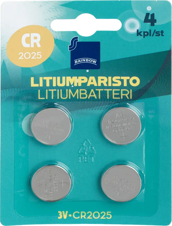 Rainbow litiumparisto CR2025 3V 4 kpl