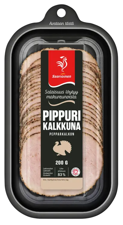 Saarioinen Pippurikalkkuna limiviipale, kokolihavalmiste kalkkunan- ja broilerinfileestä 200g