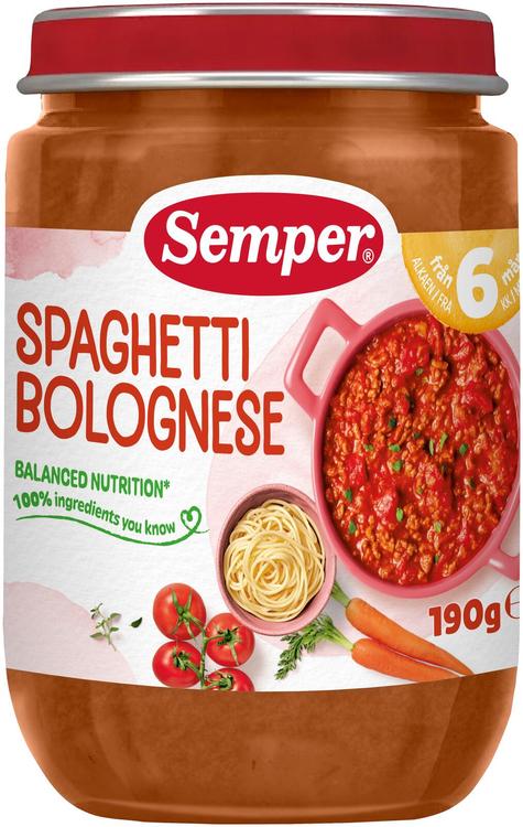 Semper spagetid hakklihakastmega 190 g, alates 6-elukuust