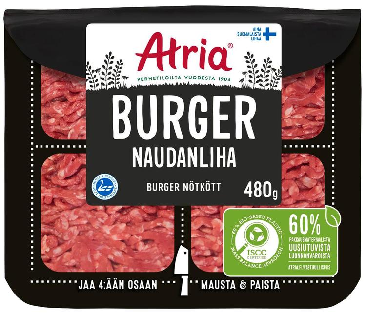 Atria Burger Naudanliha 480g