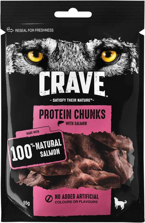 Crave Protein Chunks sis. Lohta - Viljaton koiranherkku - (55 g)