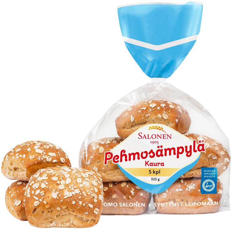 Perheleipuri Salonen Pehmosämpylä kaura 5/325 g vehnä-kaurasämpylä