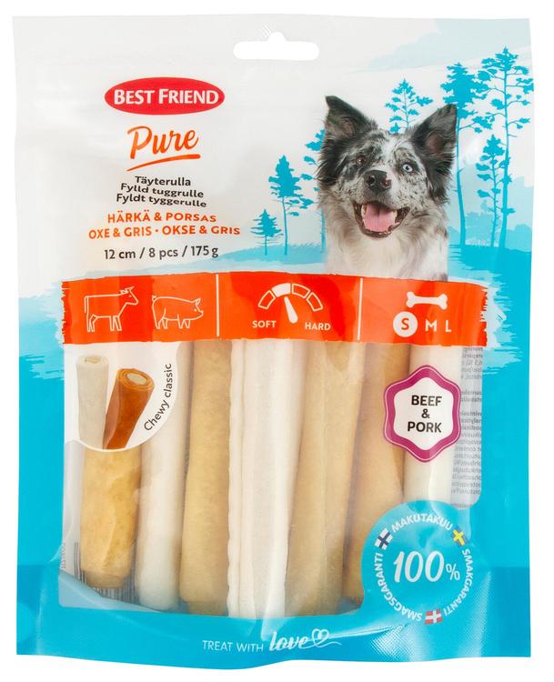 Best Friend Pure täyterulla härkä & porsas 12 cm 8 kpl 175 g