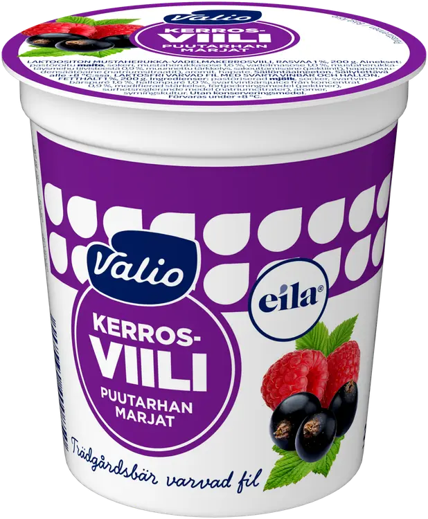 Valio kerrosviili 1 % 200 g puutarhan marjat laktoositon