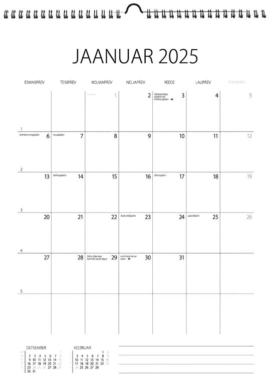 Memokalender, 297 x 210 mm, aasaga spir