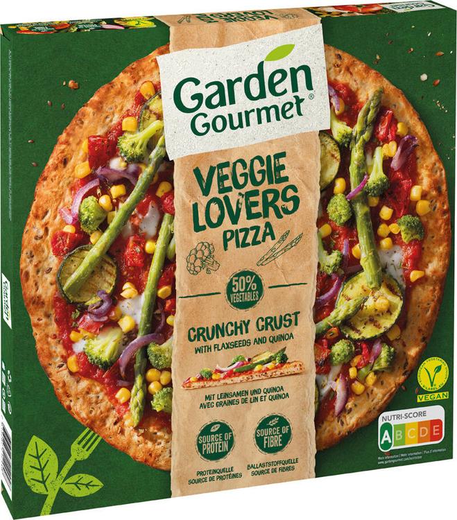 Garden Gourmet 430g Pizza, jossa on täytteenä kasviksia, maissia ja kukkakaalikastiketta