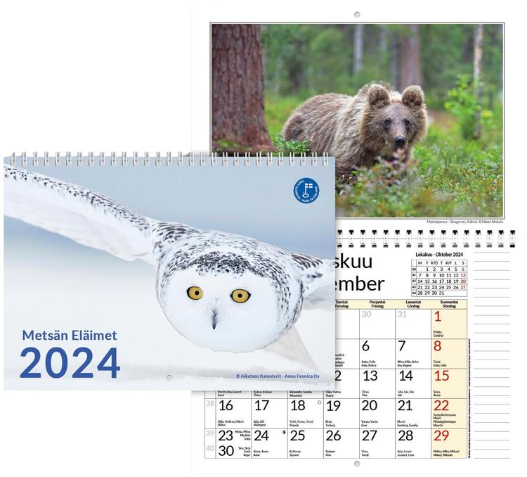 Seinäkalenteri Metsän Eläimet A3 2024