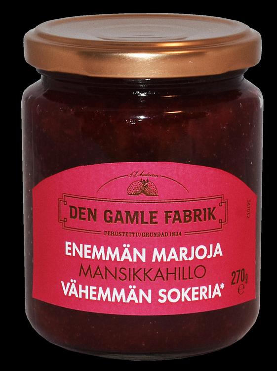 Den Gamle Fabrik enemmän marjaa vähemmän sokeria mansikkahillo 290g