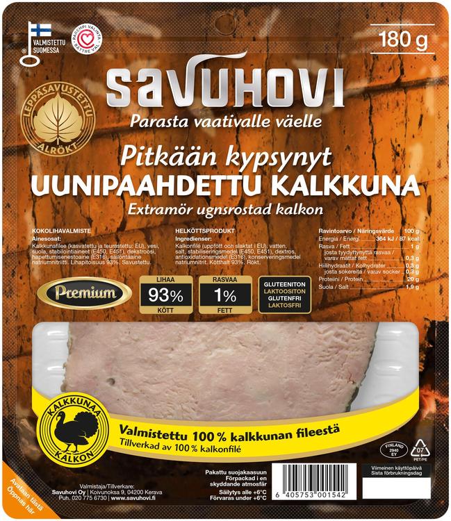 Savuhovi Premium Pitkään kypsynyt uunipaahdettu kalkkuna 180g