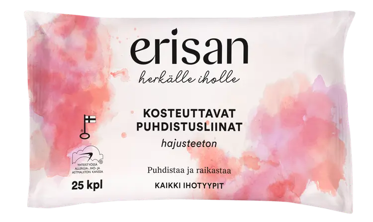 Erisan Hajusteeton Kosteuttavat Puhdistusliinat 25 kpl