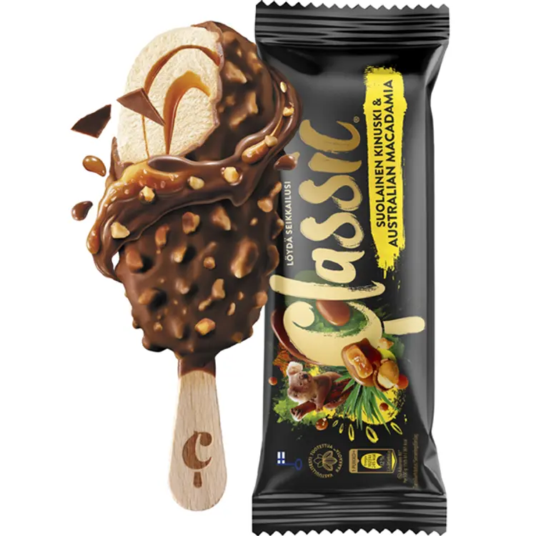 Classic Suolainen Kinuski & Australian Macadamia kermajäätelöpuikko 68g/90ml