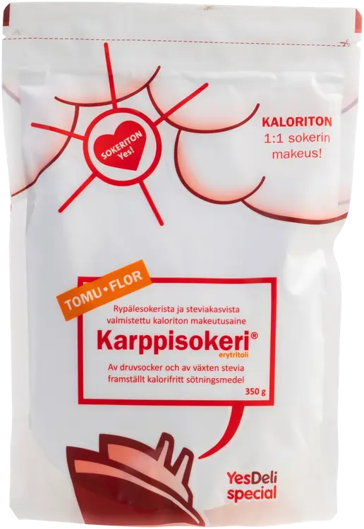 YesDeli Tomu Karppisokeri, rypälesokerista ja steviakasvista valmistettu kaloriton makeutusaine  350g