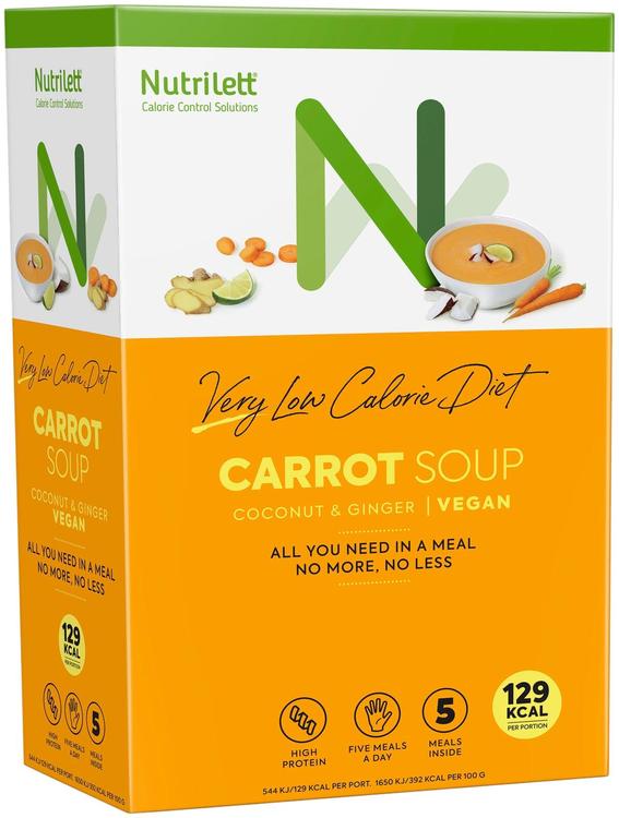 Nutrilett VLCD Vegan Carrot Soup Coconut&Ginger kookosta ja inkivääriä sisältävä porkkanakeitto 5x33g