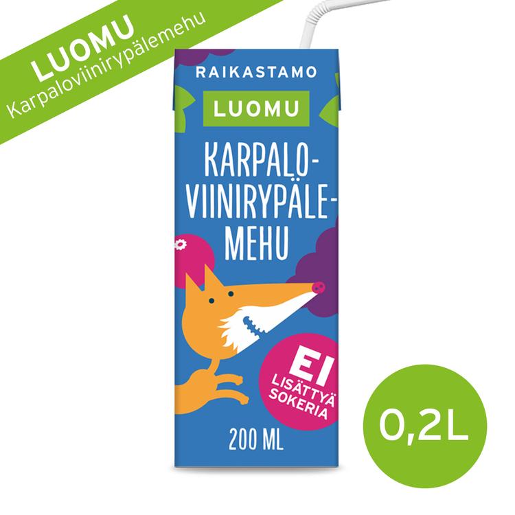 Raikastamo Luomu Rypäle-Karpalopillimehu 200ml