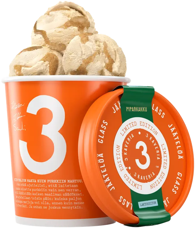 3 Kaveria Laktoositon Piparkakku jäätelö 500ml/400g