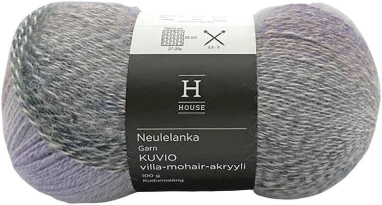 House lanka villa-mohair-akryyli Kuviot 100 g Lilac/peach/light blue 28098