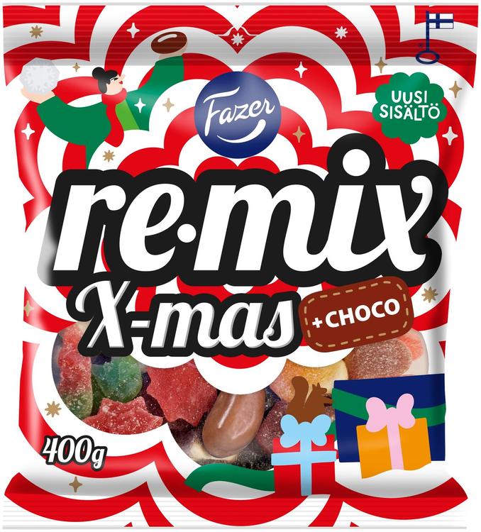 Fazer Remix Xmas +choco karkkipussi 400g