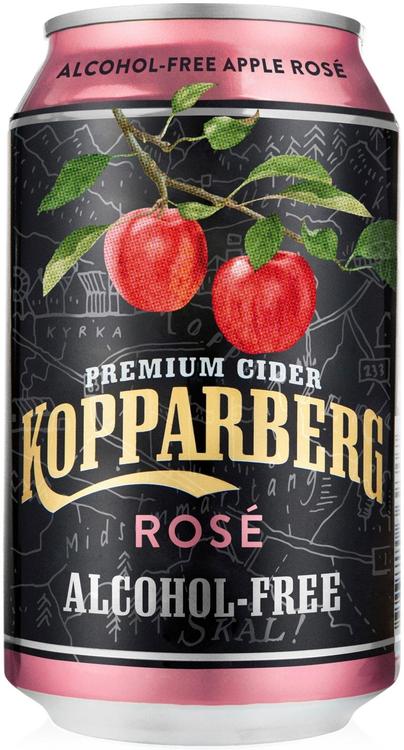 Premium Cider Kopparberg Apple Rosé 0%, Alkoholiton omenasiideri tölkki 33cl