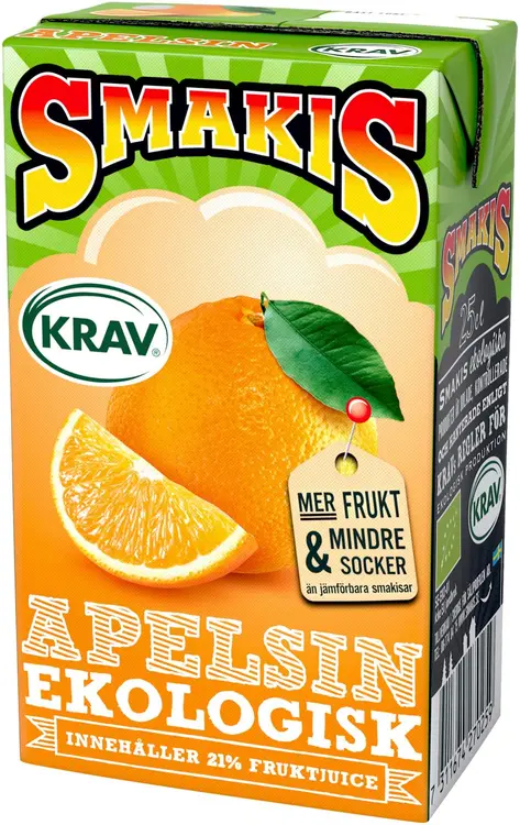 SMAKIS LUOMUHEDELMÄJUOMA APPELSIINI 2,5 DL