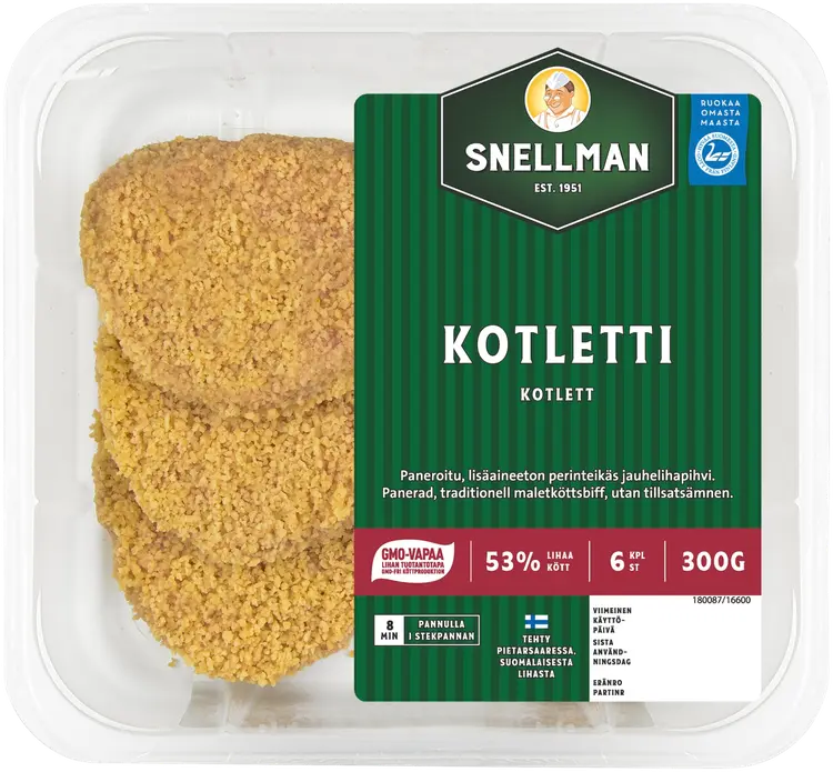 Snellman Kotletti raakalihavalmiste 6kpl 300g