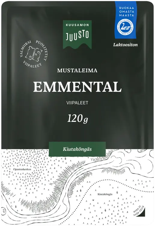 Kuusamon Juusto mustaleima Emmentaljuusto viipale 120 g
