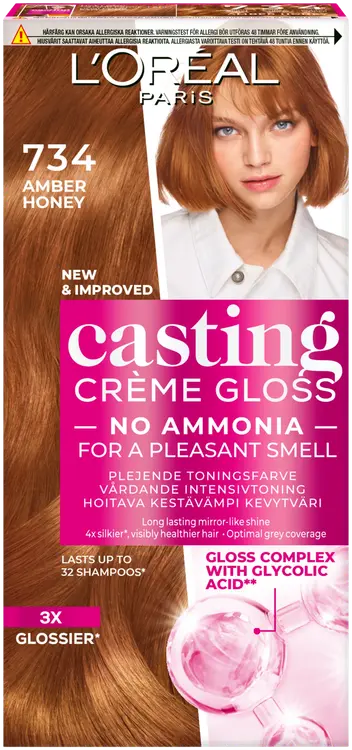 L'Oréal Paris Casting Crème Gloss 734 Amber Honey semi-permanent hiusväri normaaleille hiuksille 1 pce