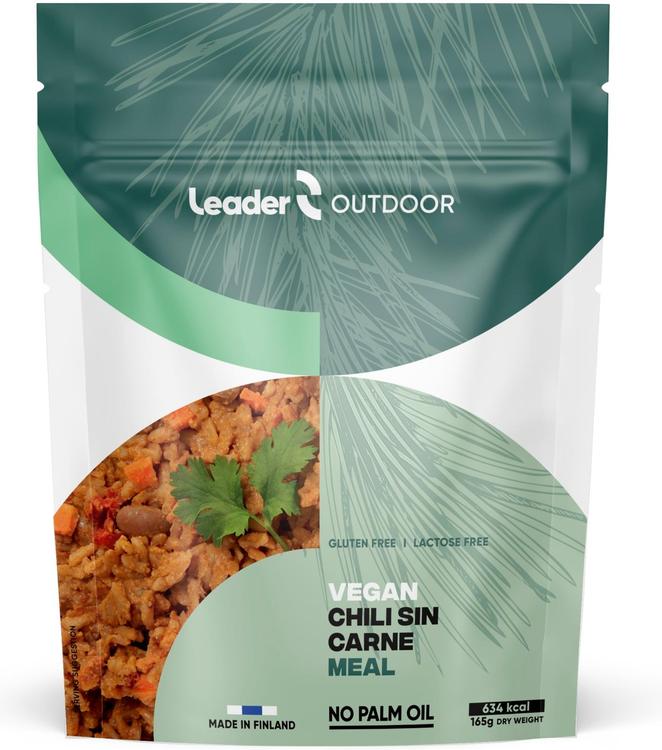 Leader Outdoor retkiruoka riisi-papu-kasvis ateria-aines. Vegaani. Chili sin carne 165g.
