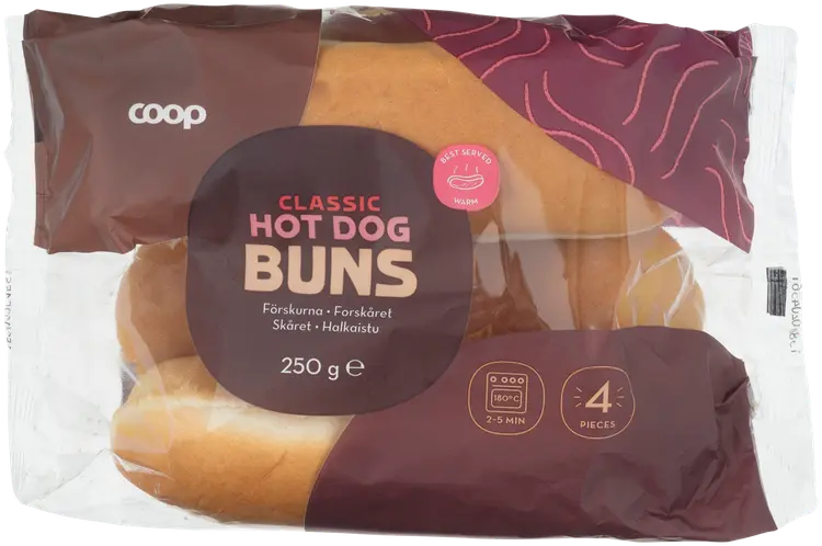 Coop hot dog sämpylät 250 g 4 kpl