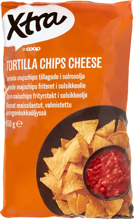 Xtra Tortilla Chips Cheese rapeat maissilastut 450 g