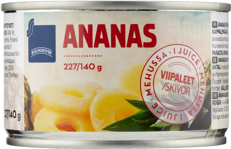 Rainbow ananasviipaleet ananasmehussa 227g/140g