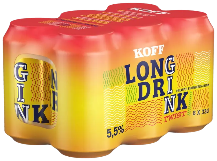 6-pack Koff Long Drink Twist Pineapple Strawberry Lemon long drink 5,5 % tölkki 0,33 L