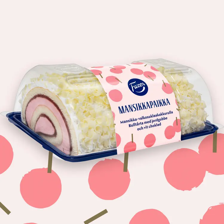 Fazer MansikkaPaikka mansikka-valkosuklaakakkurulla 485g, kausimaku