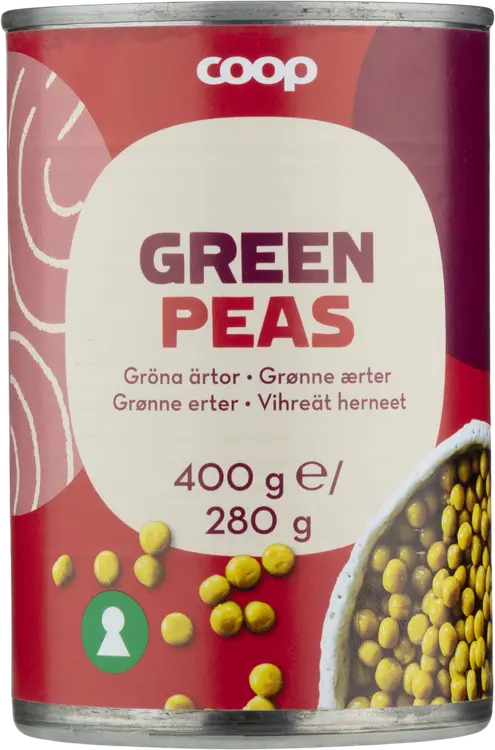 Coop vihreät herneet 400/280 g