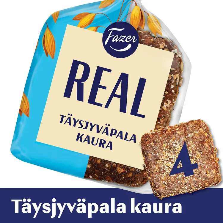Fazer Real Täysjyväpala 100% kaura 4kpl 310g