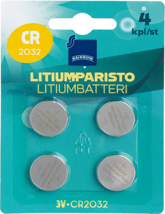 Rainbow litiumparisto CR2032 3V 4 kpl