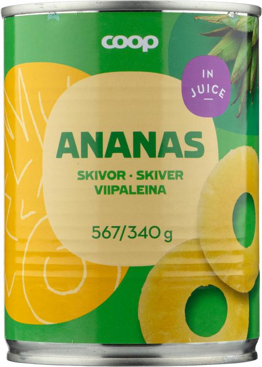 Coop ananassiviilud ananassimahlas 567/340g