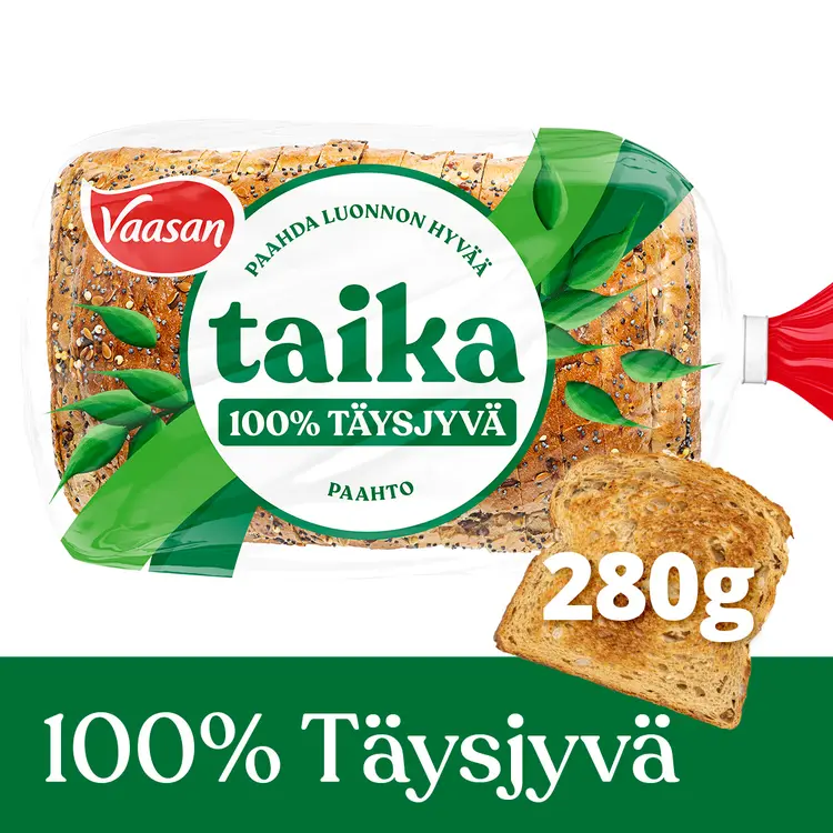 Vaasan Taika100% Täysjyvä 280g täysjyväpaahtoleipä