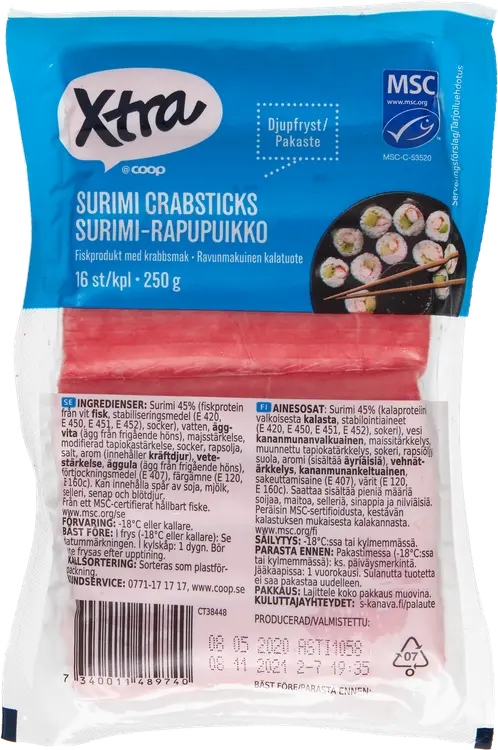 Xtra surimi-rapupuikko MSC pakaste 250 g
